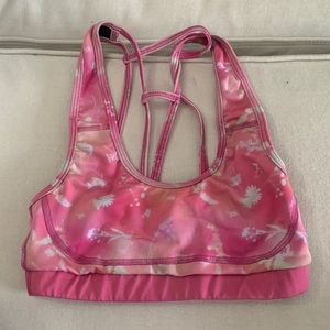Daily practice Anthropologie sports bra. Pink, orange l, and white.